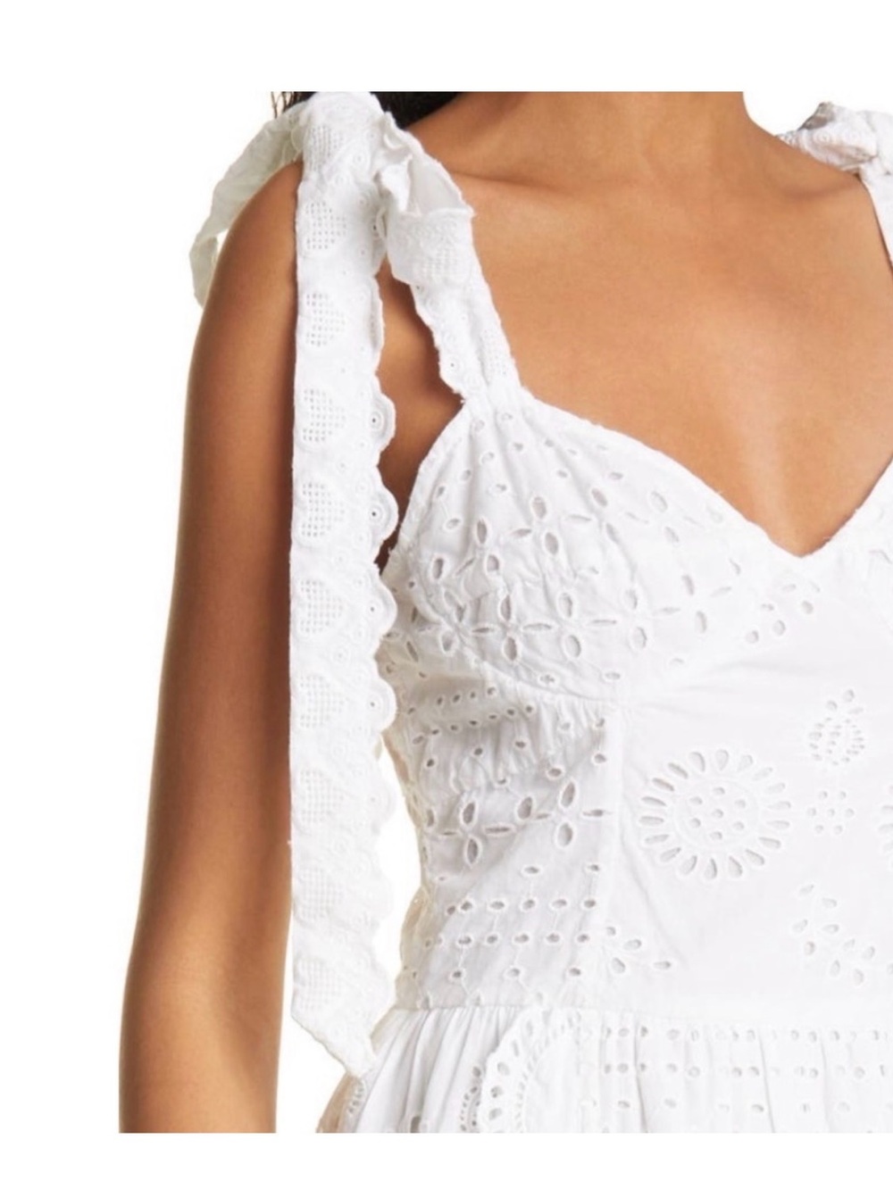 LoveShackFancy Antonella White Eyelet Midi Dress - Picture 4 of 9